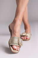Σανδάλια με ψάθινη φάσα Xti 143861 - Χρυσό - thefashionproject.gr - Xti Footwear - 23652009002