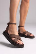 Σανδάλια nubuck δερμάτινα με μπαρέτα