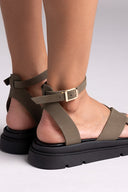 Σανδάλια nubuck δερμάτινα με μπαρέτα