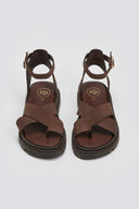 Σανδάλια nubuck δερμάτινα με μπαρέτα - Καφέ - thefashionproject.gr - TFP