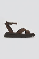 Σανδάλια nubuck δερμάτινα με μπαρέτα - Καφέ - thefashionproject.gr - TFP