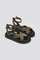 Σανδάλια nubuck δερμάτινα με μπαρέτα - Χακί - thefashionproject.gr - TFP