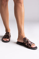 Σανδάλια ponyskin με print Estil - Καφέ - thefashionproject.gr - Estil - 24267036002
