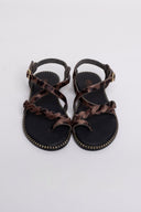 Σανδάλια ponyskin με print και κοτσιδάκι Estil - Καφέ - thefashionproject.gr - Estil - 24271036002