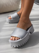 Σανδάλια sporty platforms με φαρδιά φάσα - Γκρι - thefashionproject.gr - The Fashion Project