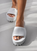 Σανδάλια sporty platforms με φαρδιά φάσα - Λευκό - thefashionproject.gr - The Fashion Project