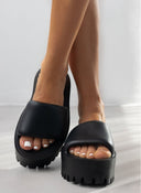 Σανδάλια sporty platforms με φαρδιά φάσα - Μαύρο - thefashionproject.gr - The Fashion Project