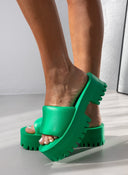 Σανδάλια sporty platforms με φαρδιά φάσα - Πράσινο - thefashionproject.gr - The Fashion Project