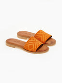 Σανδάλια suede με ανάγλυφη φάσα estil - Πορτοκαλί - thefashionproject.gr - Estil