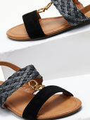 Σανδάλια suede με φάσα από ψάθα ERYNN