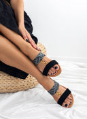 Σανδάλια suede με φάσα από ψάθα ERYNN