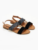 Σανδάλια suede με φάσα από ψάθα ERYNN - Μαύρο - thefashionproject.gr - ERYNN