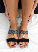 Σανδάλια suede με φάσα από ψάθα ERYNN - Μαύρο - thefashionproject.gr - ERYNN