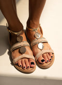 Σανδάλια suede με μεταλλικά στοιχεία και glitter ERYNN