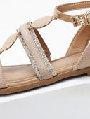 Σανδάλια suede με μεταλλικά στοιχεία και glitter ERYNN