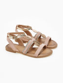 Σανδάλια suede με μεταλλικά στοιχεία και glitter ERYNN - Ροζ - thefashionproject.gr - ERYNN