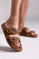 Σανδάλια suede με print και τοκά ERYNN