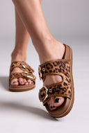 Σανδάλια suede με print και τοκά ERYNN