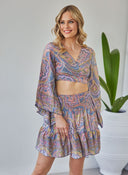 Σετ boho μεταξωτή φούστα με δετό τοπ