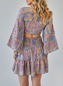Σετ boho μεταξωτή φούστα με δετό τοπ - Μωβ - thefashionproject.gr - The Fashion Project