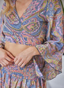Σετ boho μεταξωτή φούστα με δετό τοπ - Μωβ - thefashionproject.gr - The Fashion Project