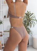 Σετ εσώρουχα με στρας - Mocha - thefashionproject.gr - The Fashion Project