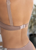 Σετ εσώρουχα με στρας - Mocha - thefashionproject.gr - The Fashion Project