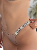 Σετ εσώρουχα με στρας - Mocha - thefashionproject.gr - The Fashion Project
