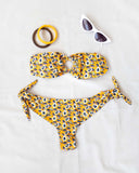 Σετ floral bikini με κοκάλινο κρίκο