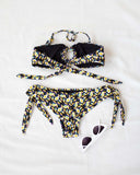 Σετ floral bikini με κοκάλινο κρίκο - Μαύρο - thefashionproject.gr - The Fashion Project