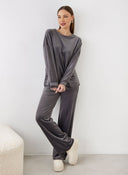 Σετ φόρμες βελουτέ - Ανθρακί - thefashionproject.gr - New Collection