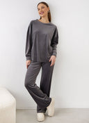 Σετ φόρμες βελουτέ - Ανθρακί - thefashionproject.gr - New Collection