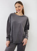 Σετ φόρμες βελουτέ - Ανθρακί - thefashionproject.gr - New Collection