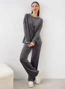 Σετ φόρμες βελουτέ - Ανθρακί - thefashionproject.gr - New Collection