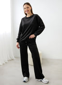 Σετ φόρμες βελουτέ - Μαύρο - thefashionproject.gr - New Collection