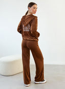 Σετ φόρμες βελουτέ με στρας - Καφέ - thefashionproject.gr - New Collection