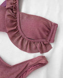 Σετ glitter bikini με βολάν - Μωβ - thefashionproject.gr - The Fashion Project