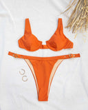 Σετ high leg bikini με μπανέλα - Πορτοκαλί - thefashionproject.gr - The Fashion Project