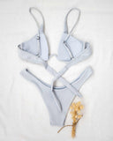 Σετ high leg μπικίνι με μπανέλα - Γκρι - thefashionproject.gr - The Fashion Project