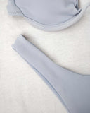 Σετ high leg μπικίνι με μπανέλα - Γκρι - thefashionproject.gr - The Fashion Project