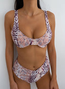 Σετ μπικίνι corset με animnal print - Μωβ - thefashionproject.gr - The Fashion Project