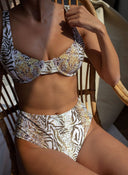 Σετ μπικίνι corset με animnal print - Χακί - thefashionproject.gr - The Fashion Project