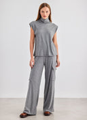 Σετ παντελόνι cargo με αμάνικο ζιβάγκο - Γκρι - thefashionproject.gr - The Fashion Project