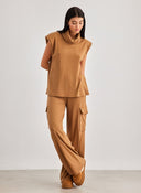 Σετ παντελόνι cargo με αμάνικο ζιβάγκο - Κάμελ - thefashionproject.gr - The Fashion Project