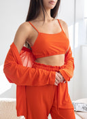 Σετ πιτζάμες από ριμπ ύφασμα - Πορτοκαλί - thefashionproject.gr - The Fashion Project