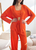 Σετ πιτζάμες από ριμπ ύφασμα - Πορτοκαλί - thefashionproject.gr - The Fashion Project