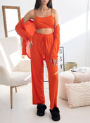 Σετ πιτζάμες από ριμπ ύφασμα - Πορτοκαλί - thefashionproject.gr - The Fashion Project