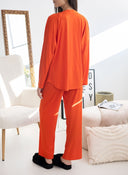 Σετ πιτζάμες από ριμπ ύφασμα - Πορτοκαλί - thefashionproject.gr - The Fashion Project