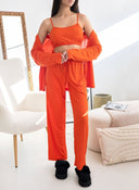 Σετ πιτζάμες από ριμπ ύφασμα - Πορτοκαλί - thefashionproject.gr - The Fashion Project