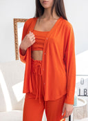 Σετ πιτζάμες από ριμπ ύφασμα - Πορτοκαλί - thefashionproject.gr - The Fashion Project